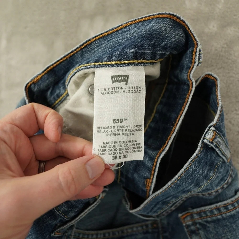 Levis 559 Jeans Mens‎ 38x30 Relaxed Straight Leg Denim Pants Medium Wash Y2K